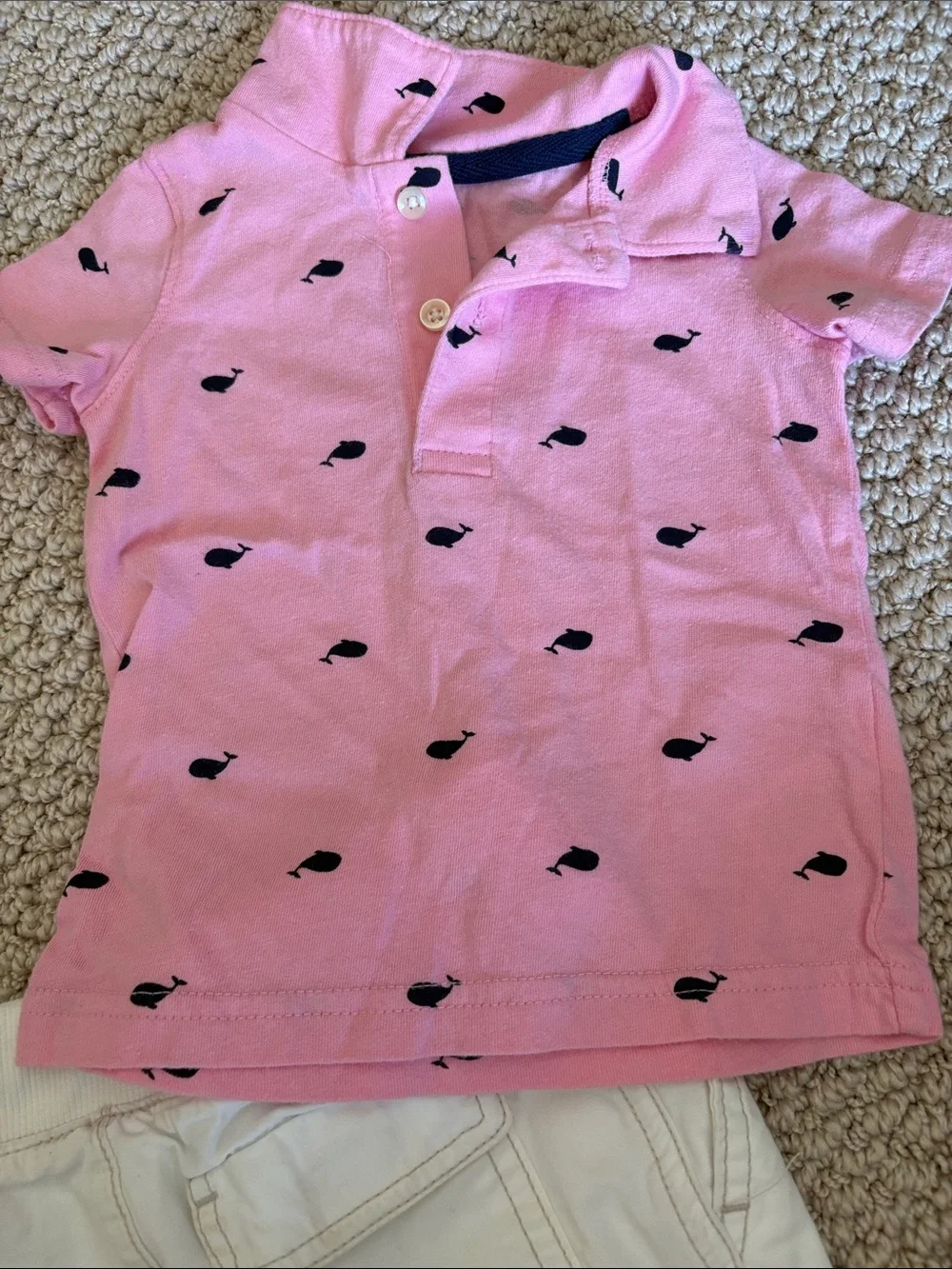 Baby Pink Polo Short with White Shorts 12 Months - Picture 4 of 6